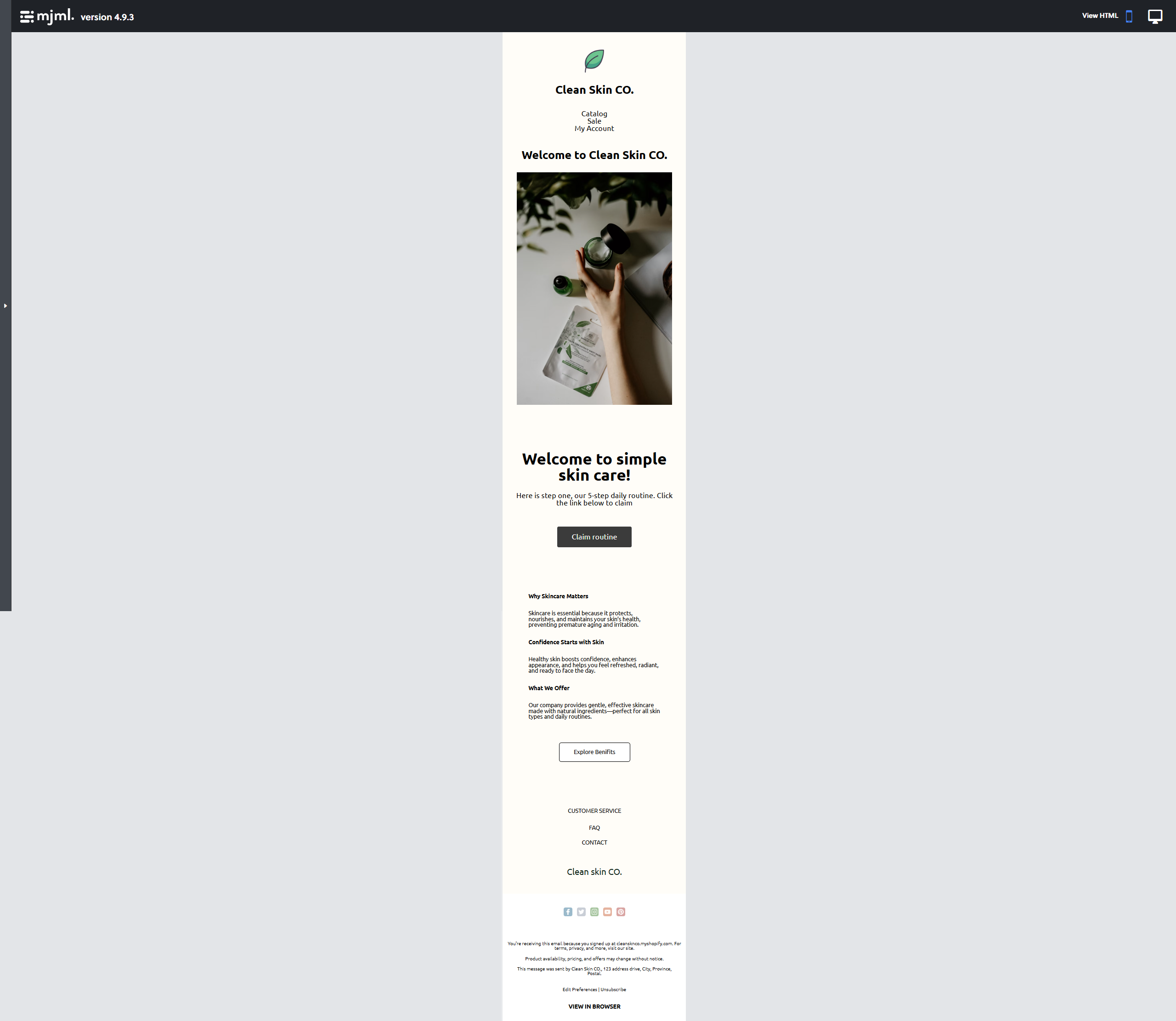 CleanSkin Co. email design preview